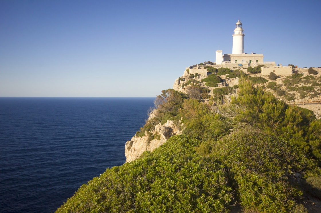 A lighthouse on the Cap de Formentor, Majorca, Balearic Islands, Spain.
